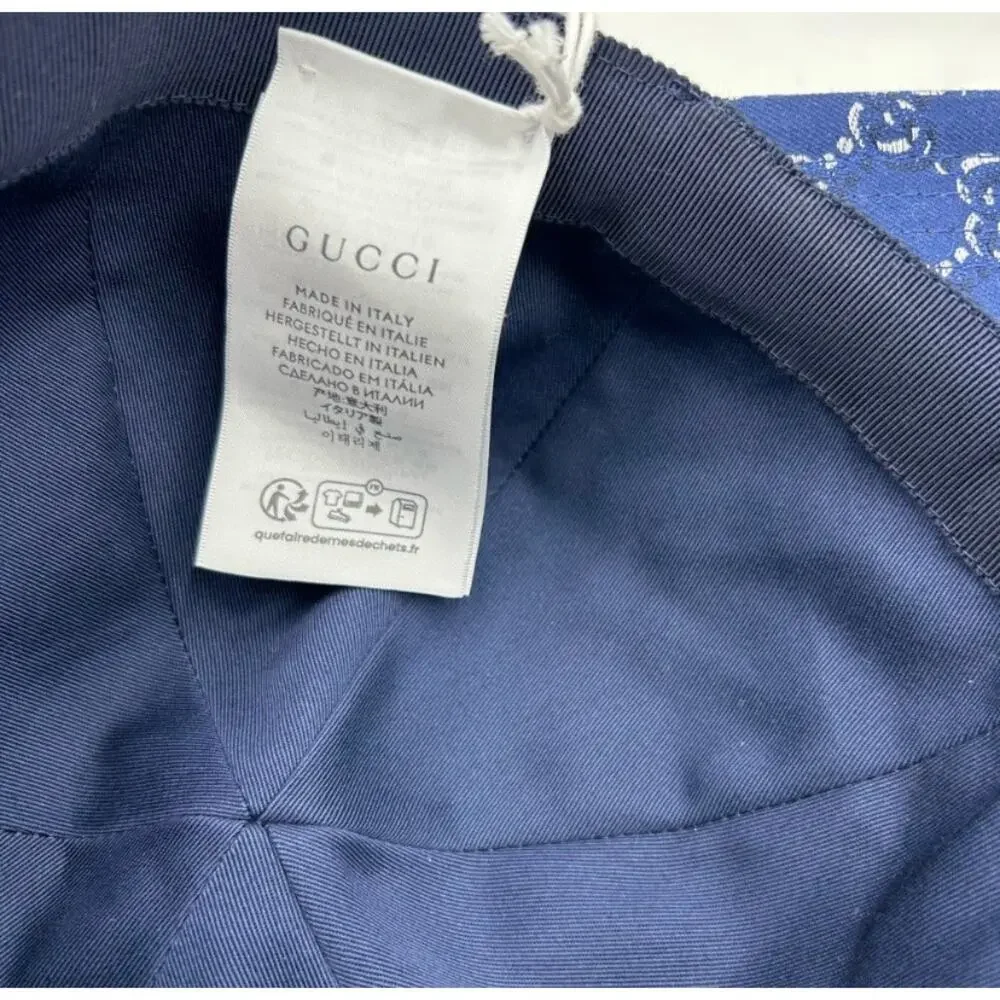 Men's Gucci, blue shadow GG adjustable baseball camp size medium, made in Italy